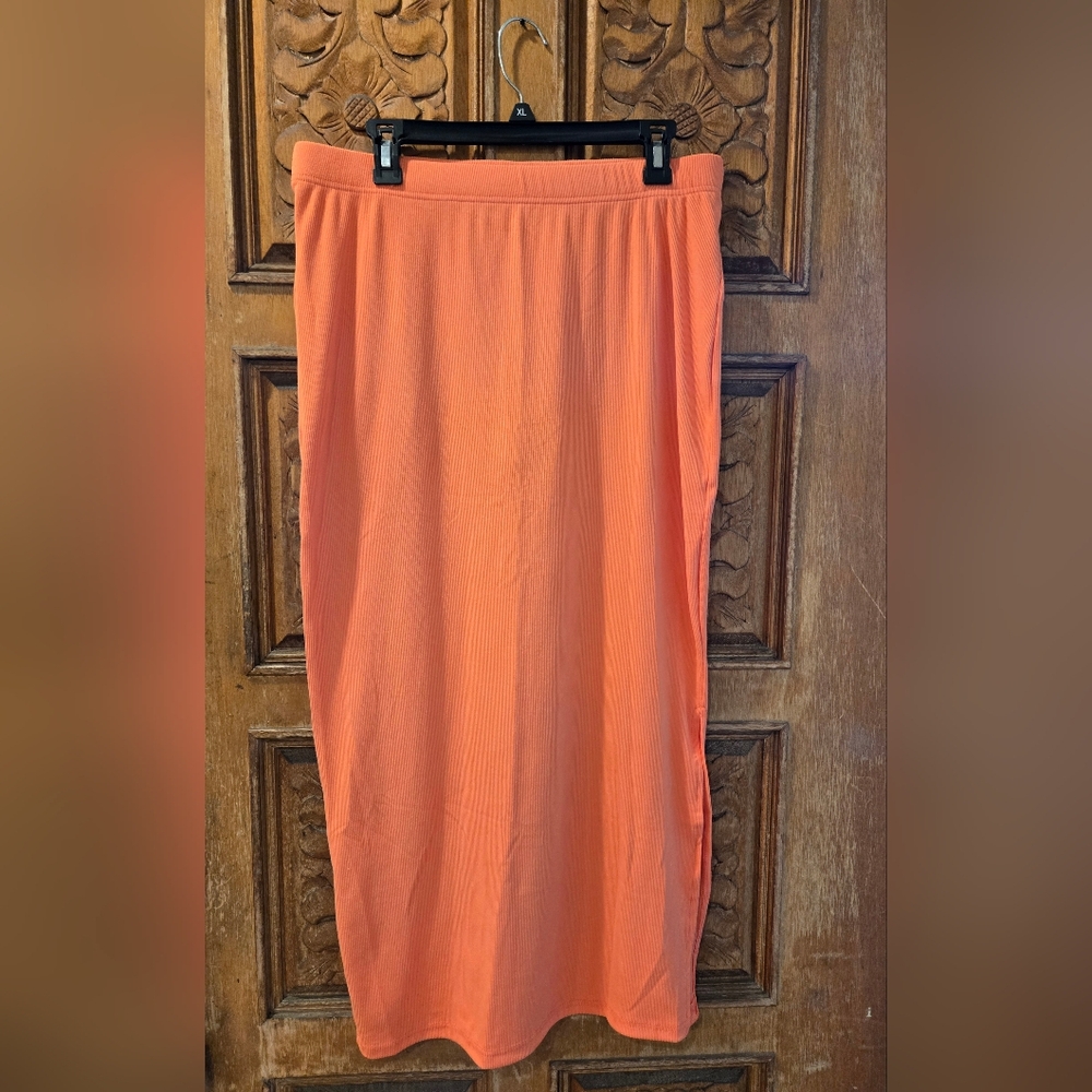 3 Ribbed High-Waisted Pencil Skirts w/side Slit